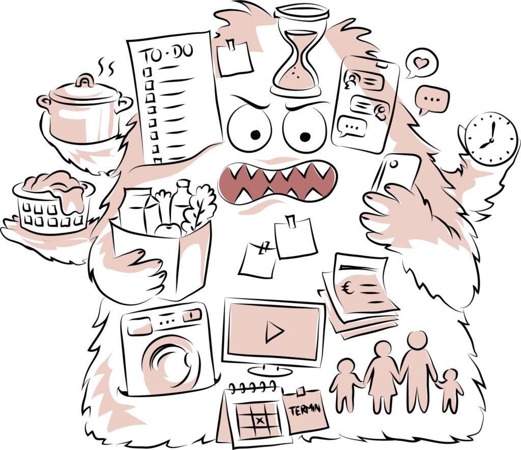 Alltagsmonster als Symbol für Stress und Überforderung in der Beziehung
