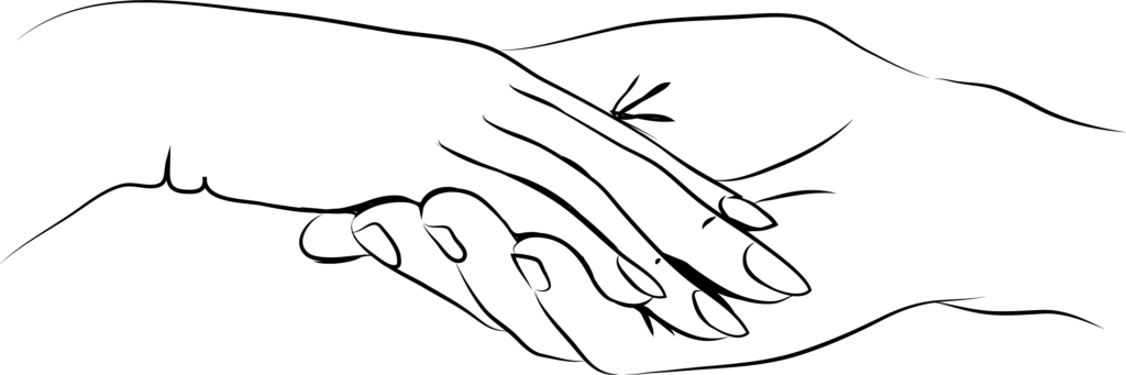 Illustration von zwei Händen als Symbol für Nähe und Verbindung in der Beziehung
