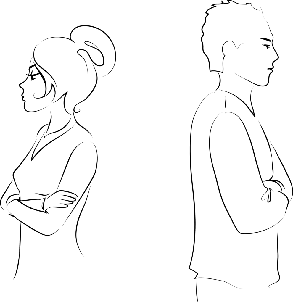 Illustration von emotionaler Entfremdung in einer Partnerschaft